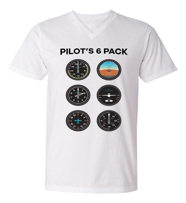 Pilot's Six Pack Designed Men V-Neck T-Shirts